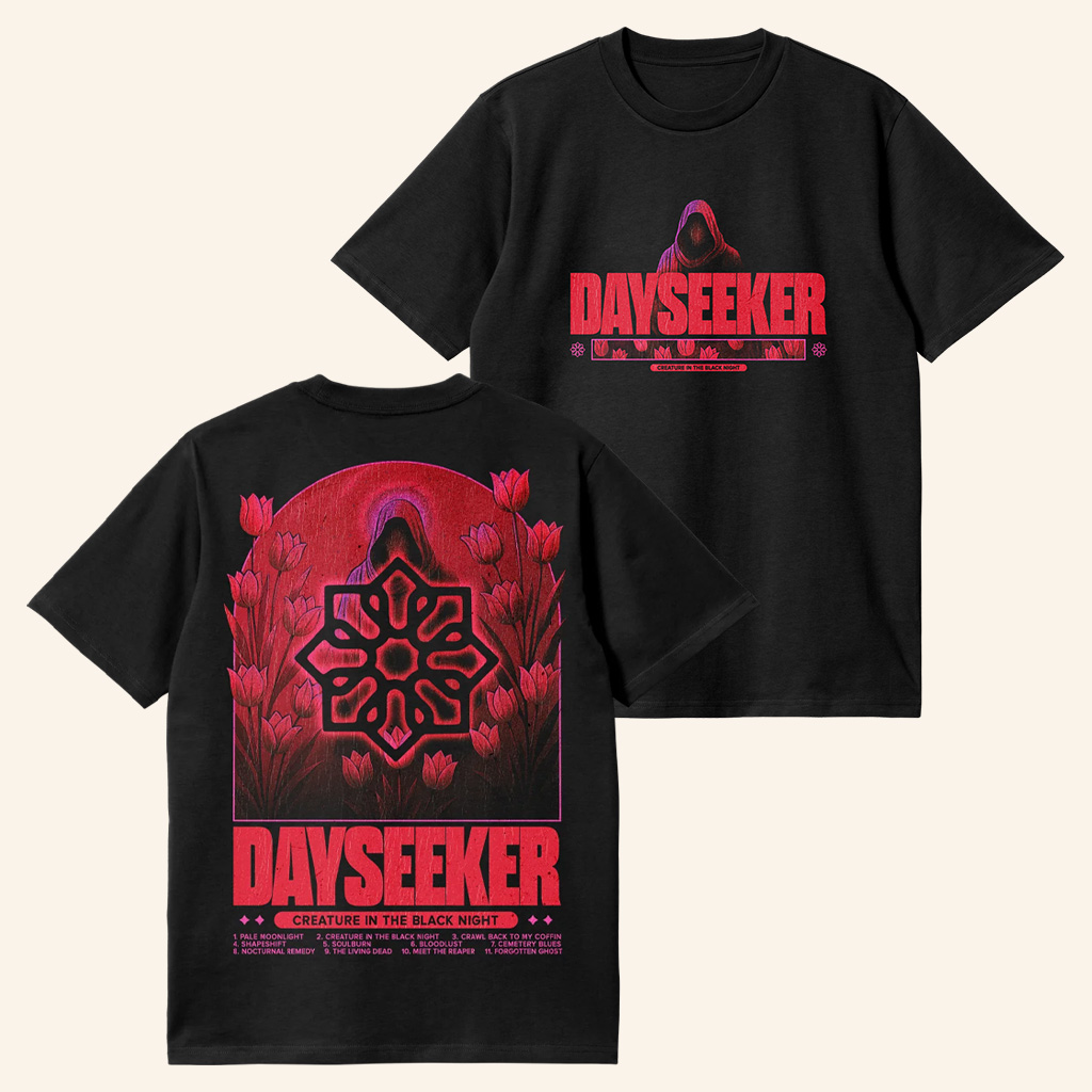 Dayseeker Merch Creature Tracklist T-Shirt Cool Gifts For Music Lovers-1 Dayseeker Merch Creature Tracklist T-Shirt Cool Gifts For Music Lovers-1