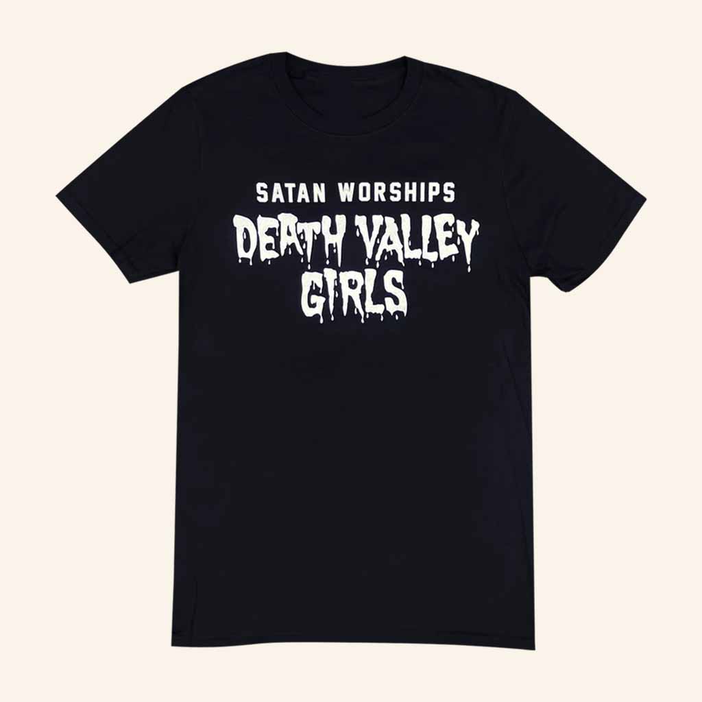 Death Valley Girls Merch Satan Worships Black T-Shirt Christmas Gifts For Husband-1