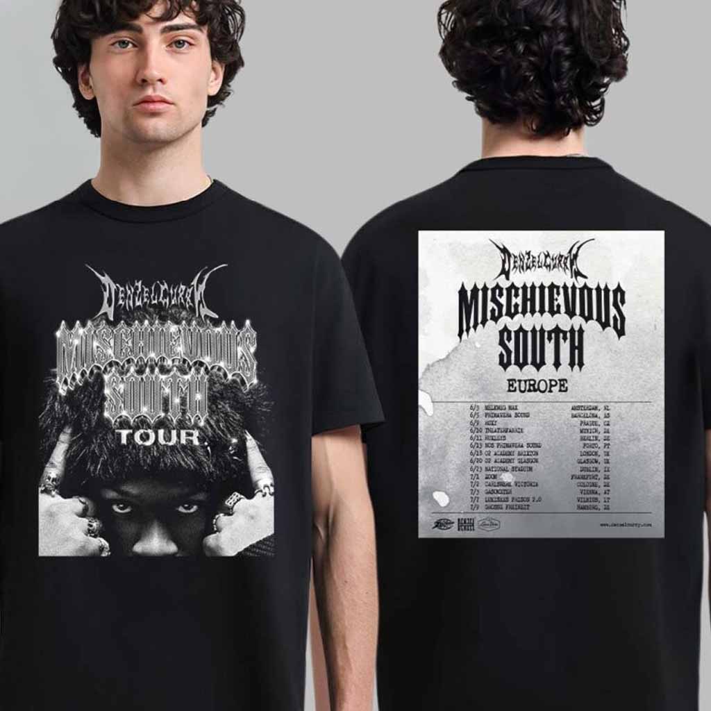 Denzel Curry Merch Mischievous South Europe Tour 2025 T-Shirt Best Gift For Fans-1