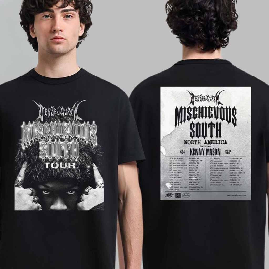 Denzel Curry Merch Mischievous South North America Tour 2025 T-Shirt Gift Ideas For Fans-1