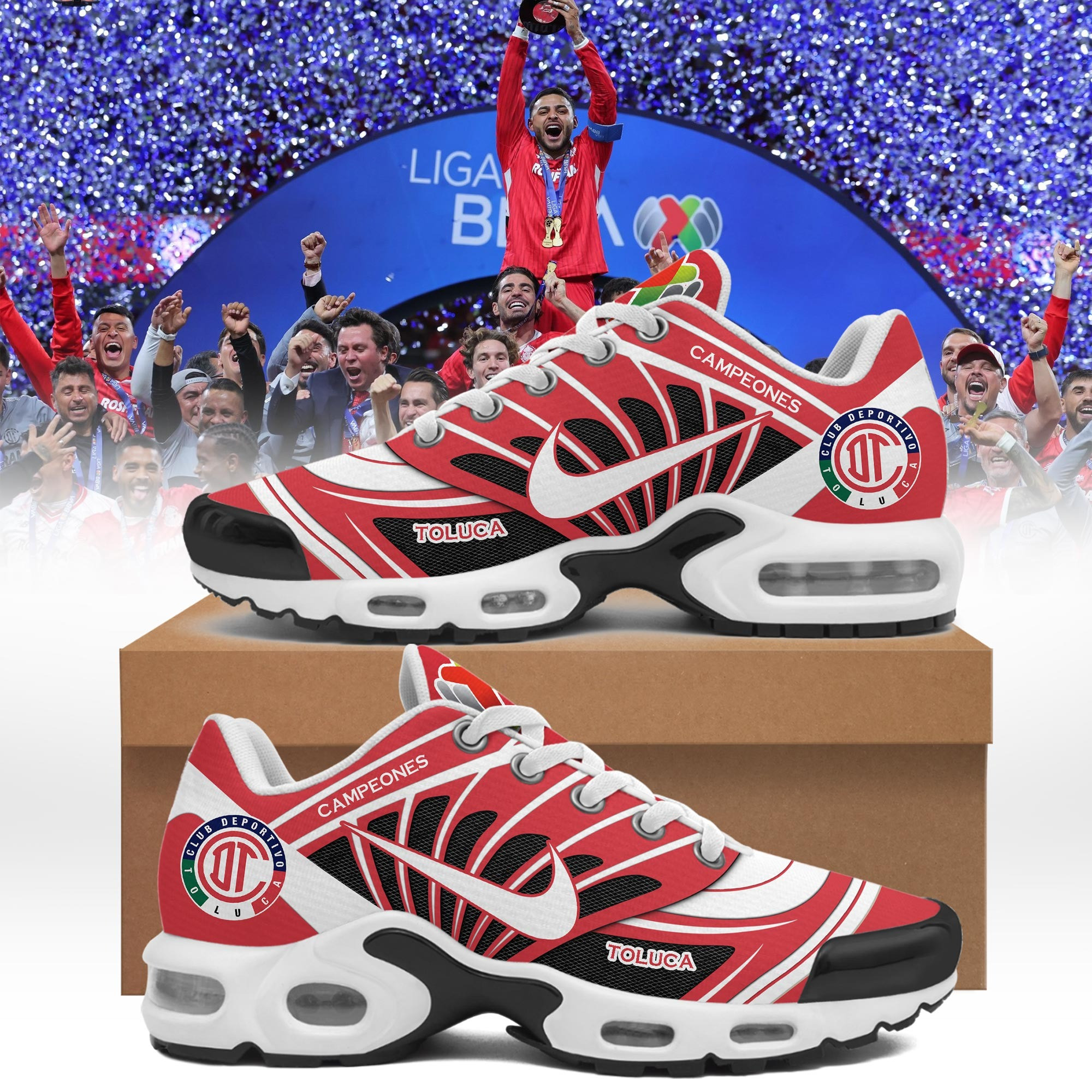 Deportivo Toluca FC 2025 Clausura CAMPEONES Air Max Plus Sport Sneakers Merchandise Gifts-1