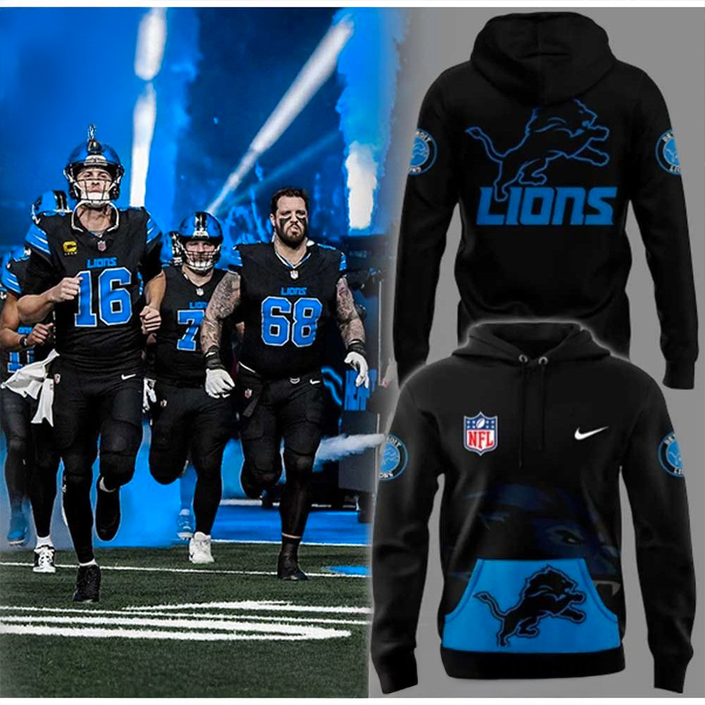 Detroit Lions Black Uniform Hoodie Detroit Lions Merch Gifts For Baseball Lovers-1