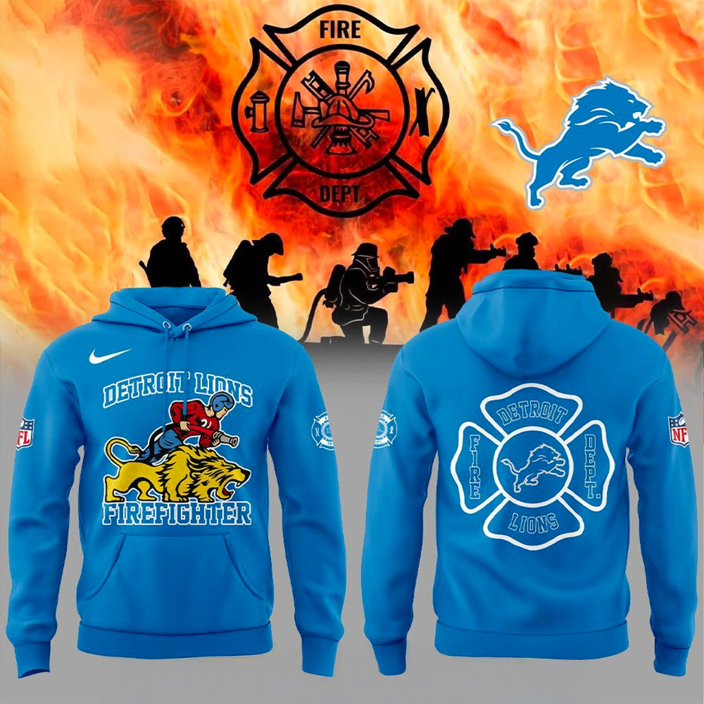 Detroit Lions Firefighter Appreciation 2025 Hoodie Detroit Lions Merch Gift For Dad-1