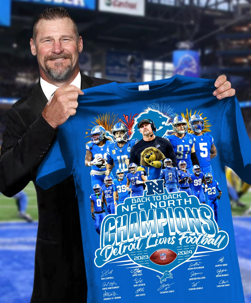 Detroit Lions Football Champions Shirt Back 2 Back NFC North Merch Gifts For Fans-1 Detroit Lions Football Champions Shirt Back 2 Back NFC North Merch Gifts For Fans-1