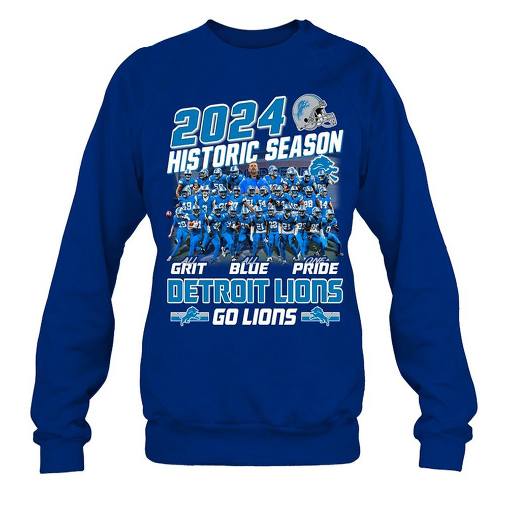 Detroit Lions Historic Season Go Lions With Grit Blue Pride 2024 Sweatshirt Father's Day Gifts-1 Detroit Lions Historic Season Go Lions With Grit Blue Pride 2024 Sweatshirt Father's Day Gifts-1
