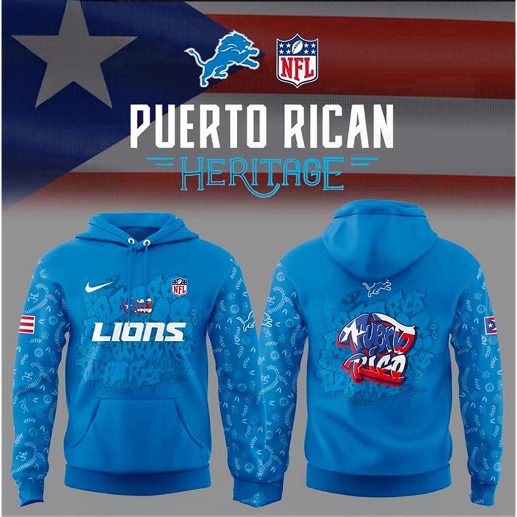 Detroit Lions Puerto Rican Heritage Hoodie Denver Detroit Lions Merch Gift Ideas For Him-1