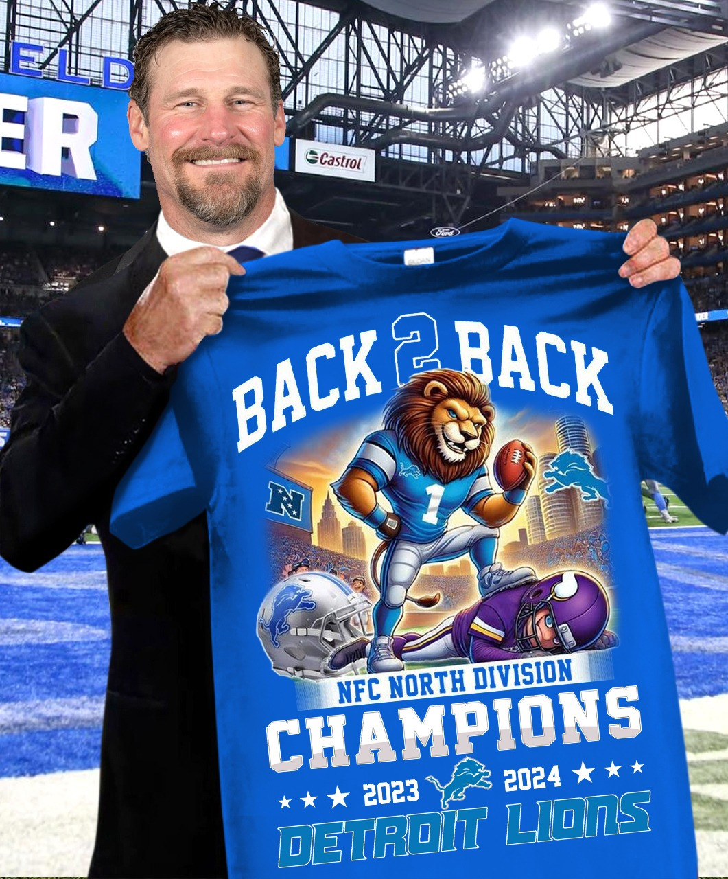 Detroit Lions Shirt Back 2 Back NFC North Division Champions 2023 2024 Football Fan Gifts-1