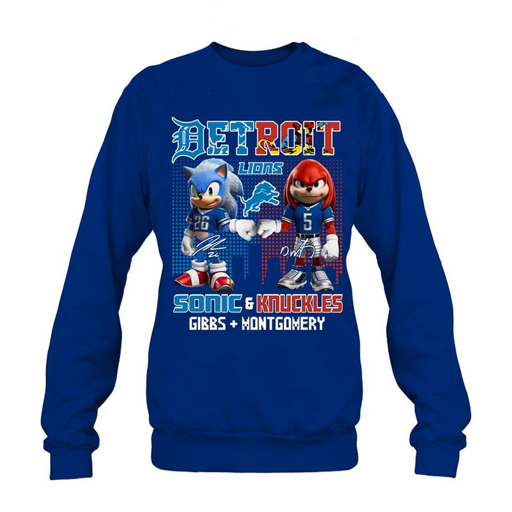 Detroit Lions Sonic And Knuckles Gibbs And Montgomery 2024 Sweatshirt Best Father's Day Gifts-1 Detroit Lions Sonic And Knuckles Gibbs And Montgomery 2024 Sweatshirt Best Father's Day Gifts-1
