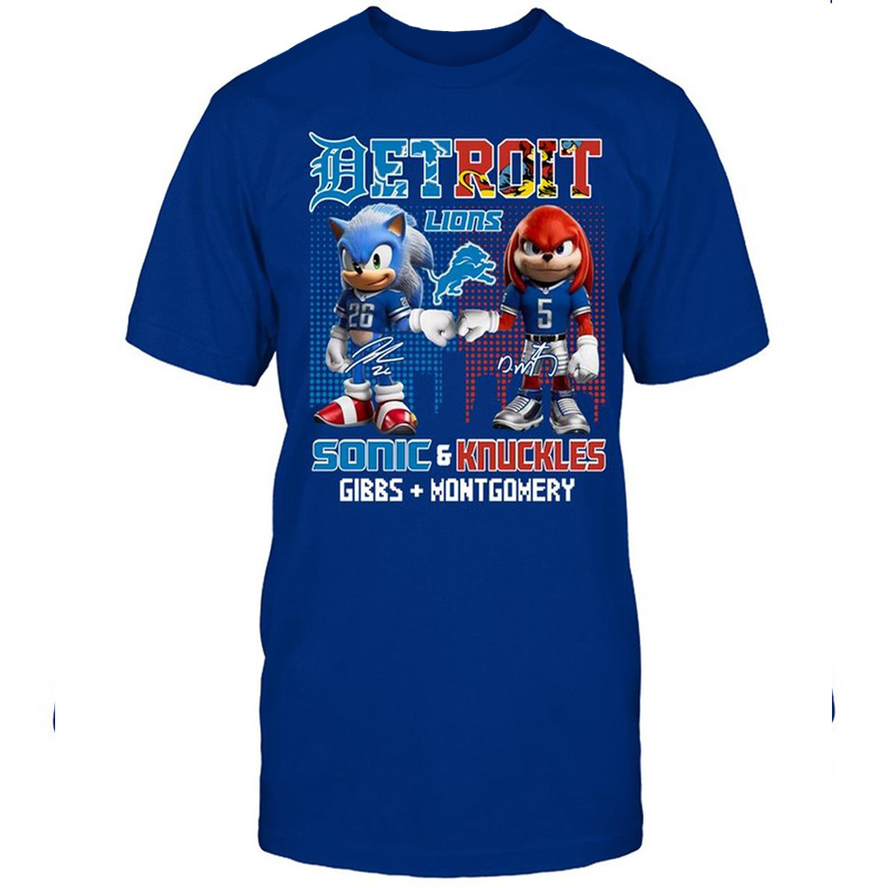 Detroit Lions Sonic And Knuckles Gibbs And Montgomery 2024 T-Shirt Best Father's Day Gifts-1 Detroit Lions Sonic And Knuckles Gibbs And Montgomery 2024 T-Shirt Best Father's Day Gifts-1