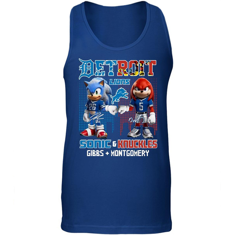 Detroit Lions Sonic And Knuckles Gibbs And Montgomery 2024 Tank Top Best Father's Day Gifts-1 Detroit Lions Sonic And Knuckles Gibbs And Montgomery 2024 Tank Top Best Father's Day Gifts-1