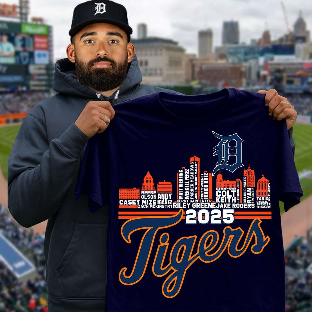 Detroit Tigers 2025 Skyline Players Legends Names T-Shirt Best Gifts For Fans-1 Detroit Tigers 2025 Skyline Players Legends Names T-Shirt Best Gifts For Fans-1
