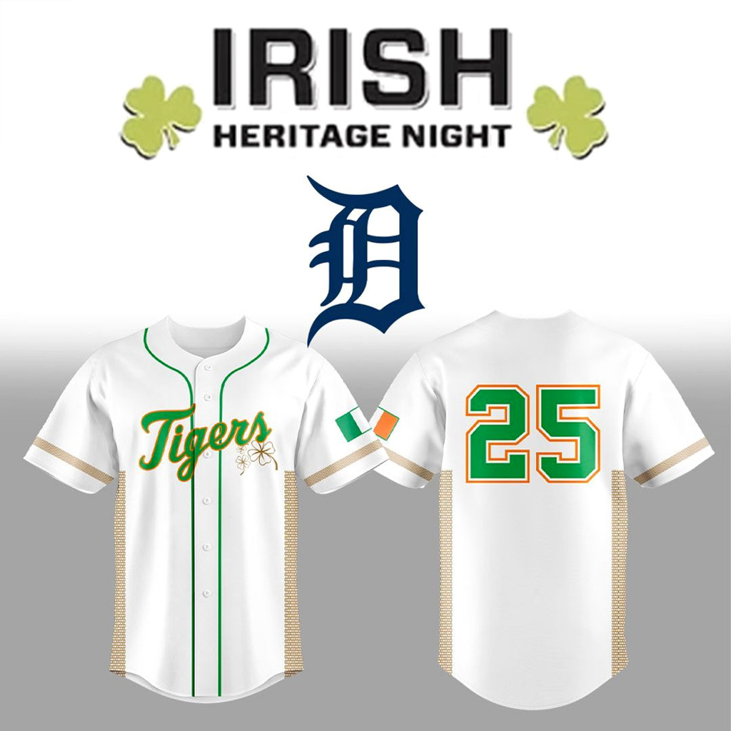 Detroit Tigers Irish Heritage Jersey Detroit Tigers Merch Gifts For Baseball Lovers-1