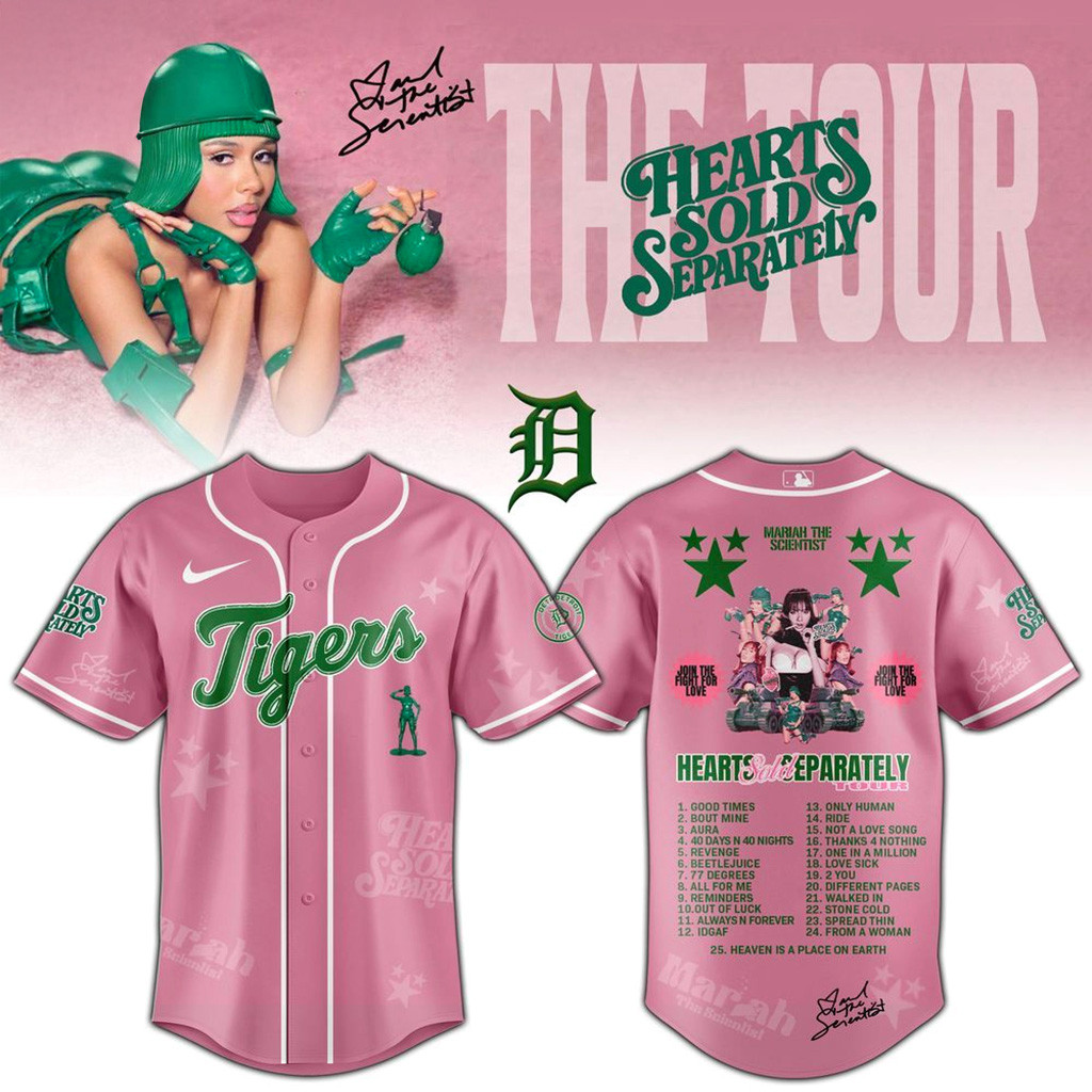 Detroit Tigers x Mariah The Scientist Hearts Sold Separately Tour Jersey Fan Merch-1 Detroit Tigers x Mariah The Scientist Hearts Sold Separately Tour Jersey Fan Merch-1