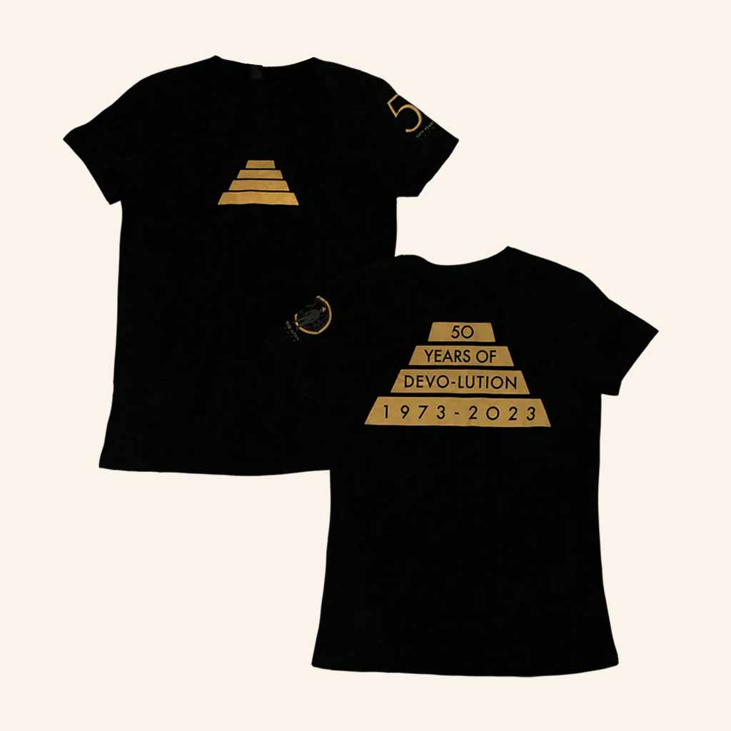 Devo Merch Ladies 50 Years Of DevoLution Black T-Shirt Christmas Gift Ideas For Her-1 Devo Merch Ladies 50 Years Of DevoLution Black T-Shirt Christmas Gift Ideas For Her-1