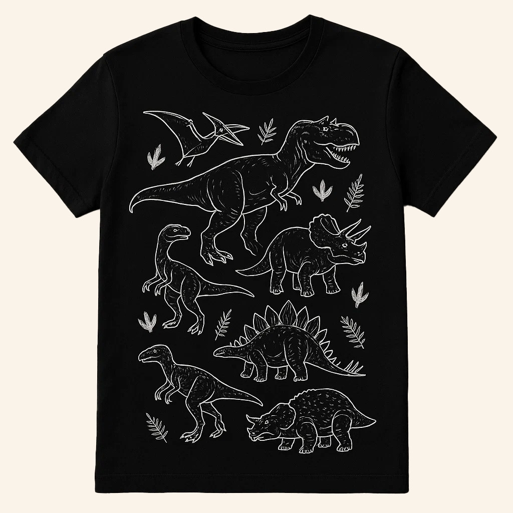 Dinosaur World Shirt T-Rex Triceratops Stegosaurus Pterodactyl Dino Graphic T-Shirt Gift-1