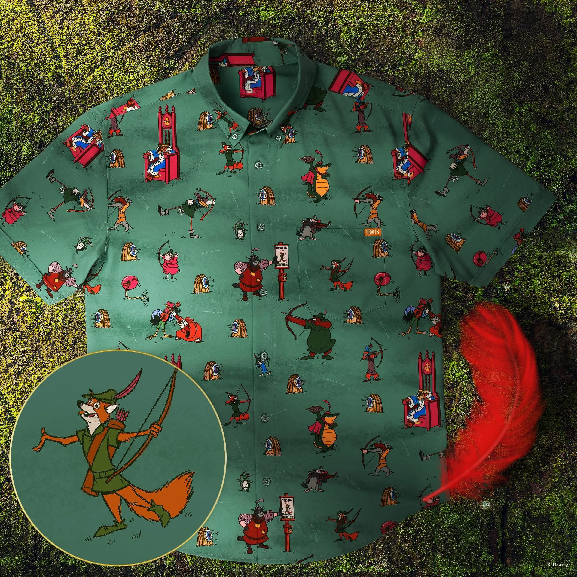 Disney's Robin Hood Short Sleeve Button Up Shirt Clothing Gifts For Fans-1