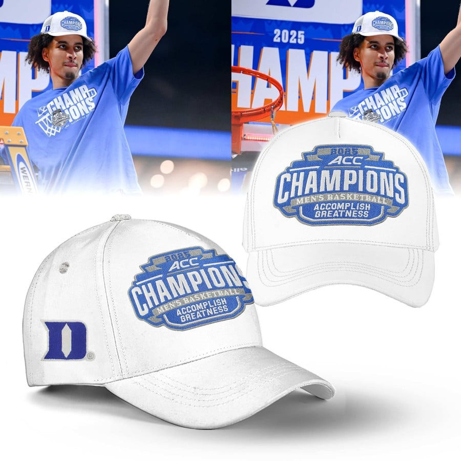 Duke ACC Championship Hat 2025 Men's Basketball Duke Blue Devils Merch Gifts For Fans-1