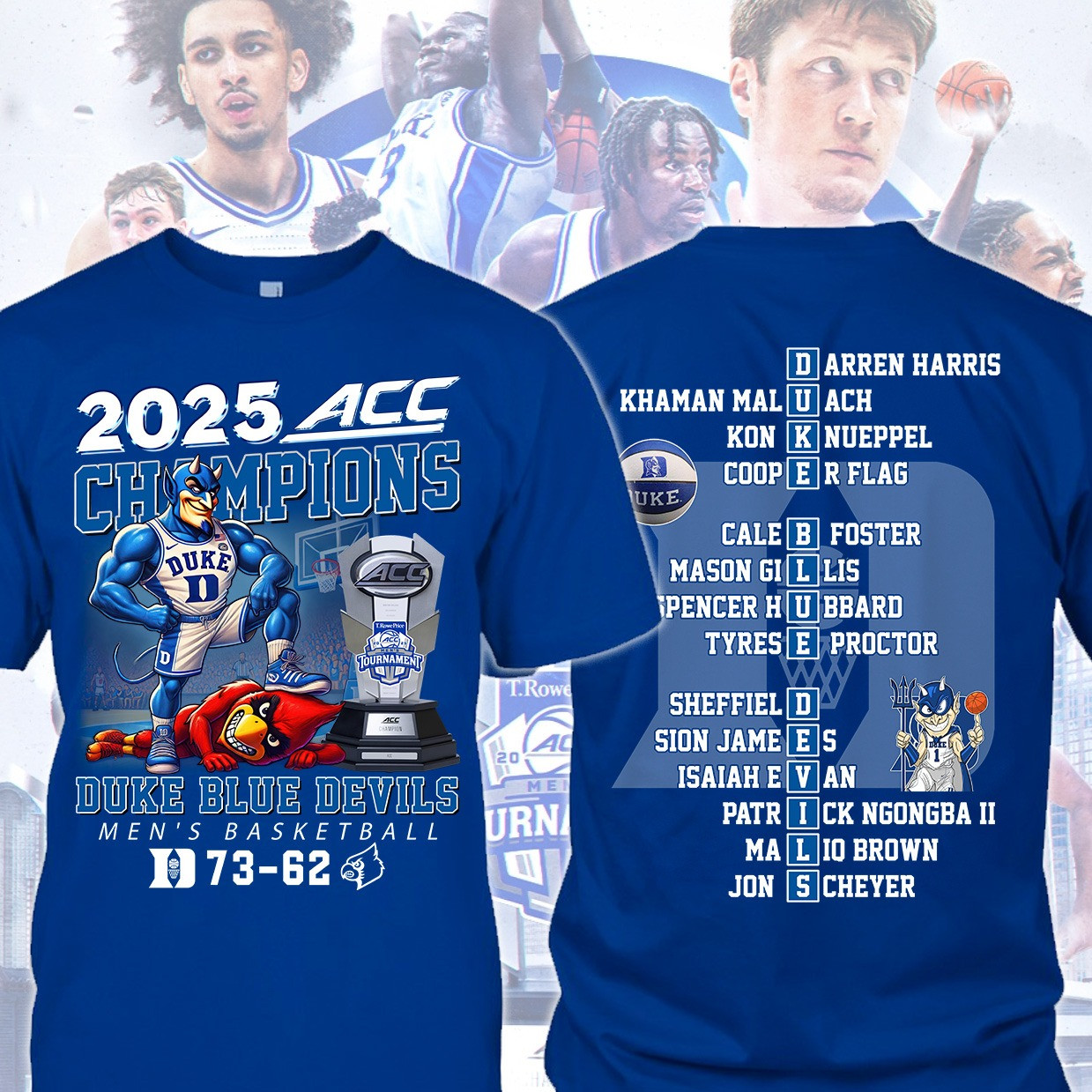 Duke ACC Championship Shirt 2025 Blue Devils Duke Men's Basketball Champions Clothing Merch-1 Duke ACC Championship Shirt 2025 Blue Devils Duke Men's Basketball Champions Clothing Merch-1