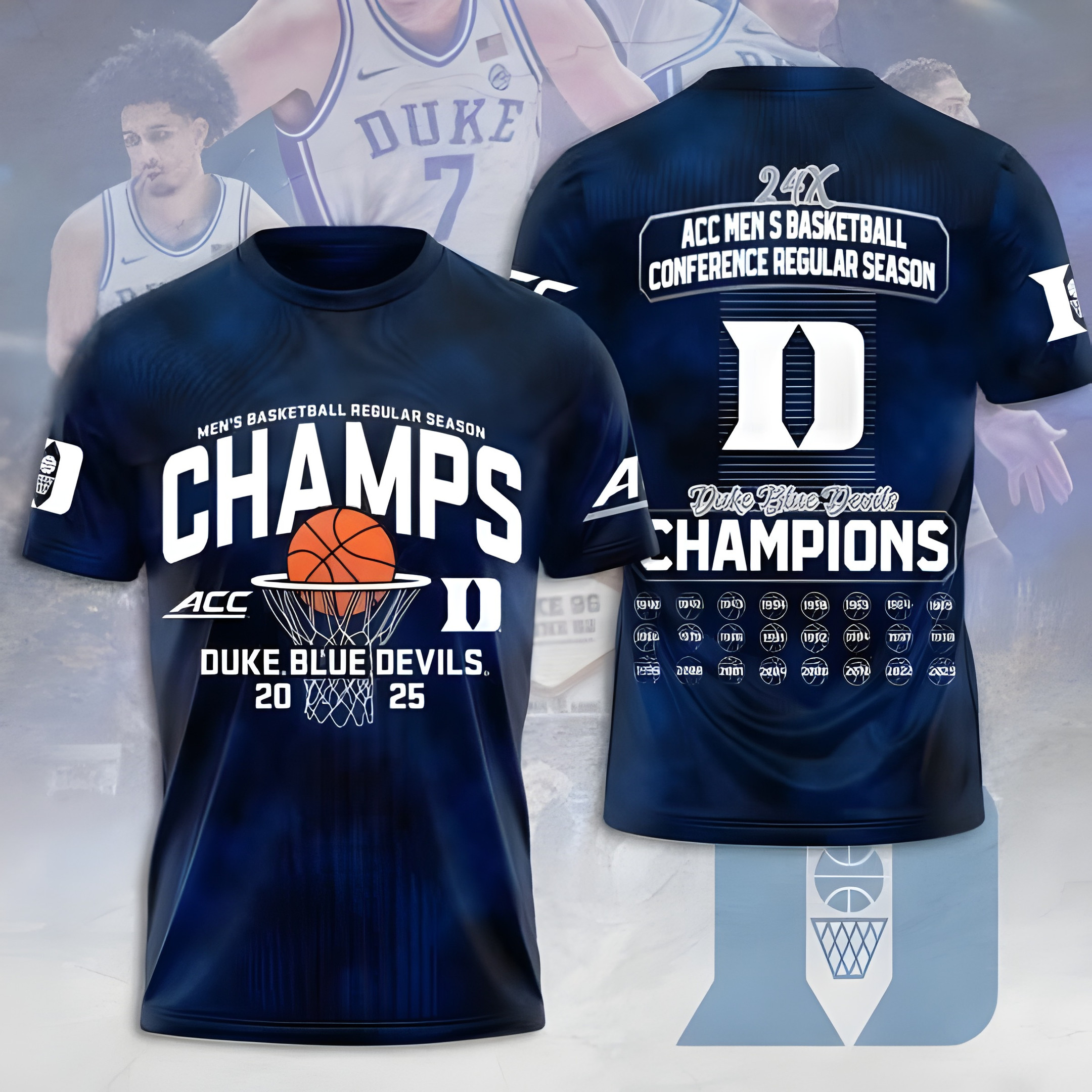 Duke ACC Championship T-Shirt 2025 24X ACC Men's Basketball Conference Regular Season-1 Duke ACC Championship T-Shirt 2025 24X ACC Men's Basketball Conference Regular Season-1