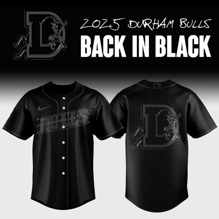Durham Bulls Back In Black Jersey 2025 Minor League Baseball Team Fan Merch Clothing-1