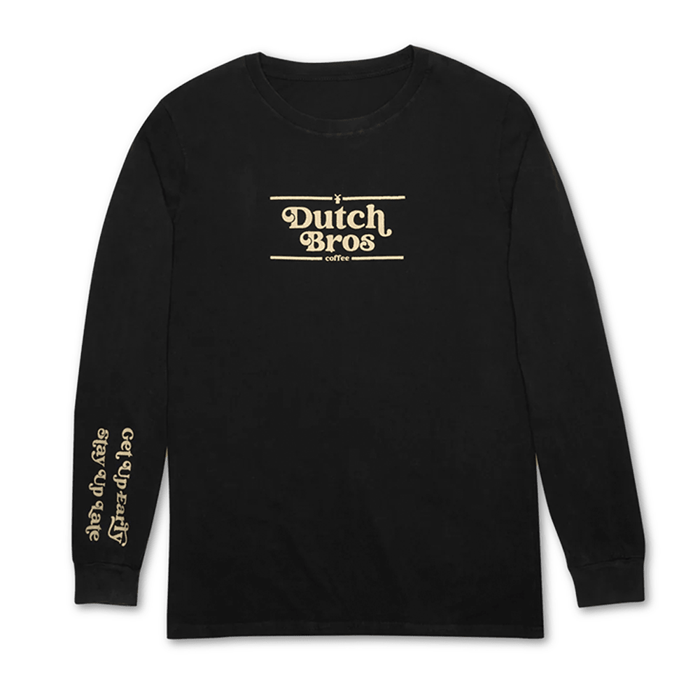 Dutch Bros Merch Dutch Bros Coffee Get Up Early Stay Up Late Long Sleeve Father's Day Gifts-1 Dutch Bros Merch Dutch Bros Coffee Get Up Early Stay Up Late Long Sleeve Father's Day Gifts-1
