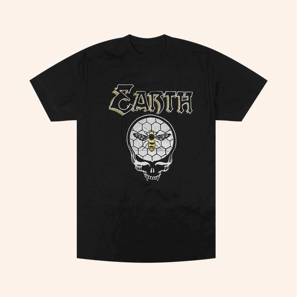 Earth Merch Honey Skull Black T-Shirt Music Related Gifts For Guys-1 Earth Merch Honey Skull Black T-Shirt Music Related Gifts For Guys-1