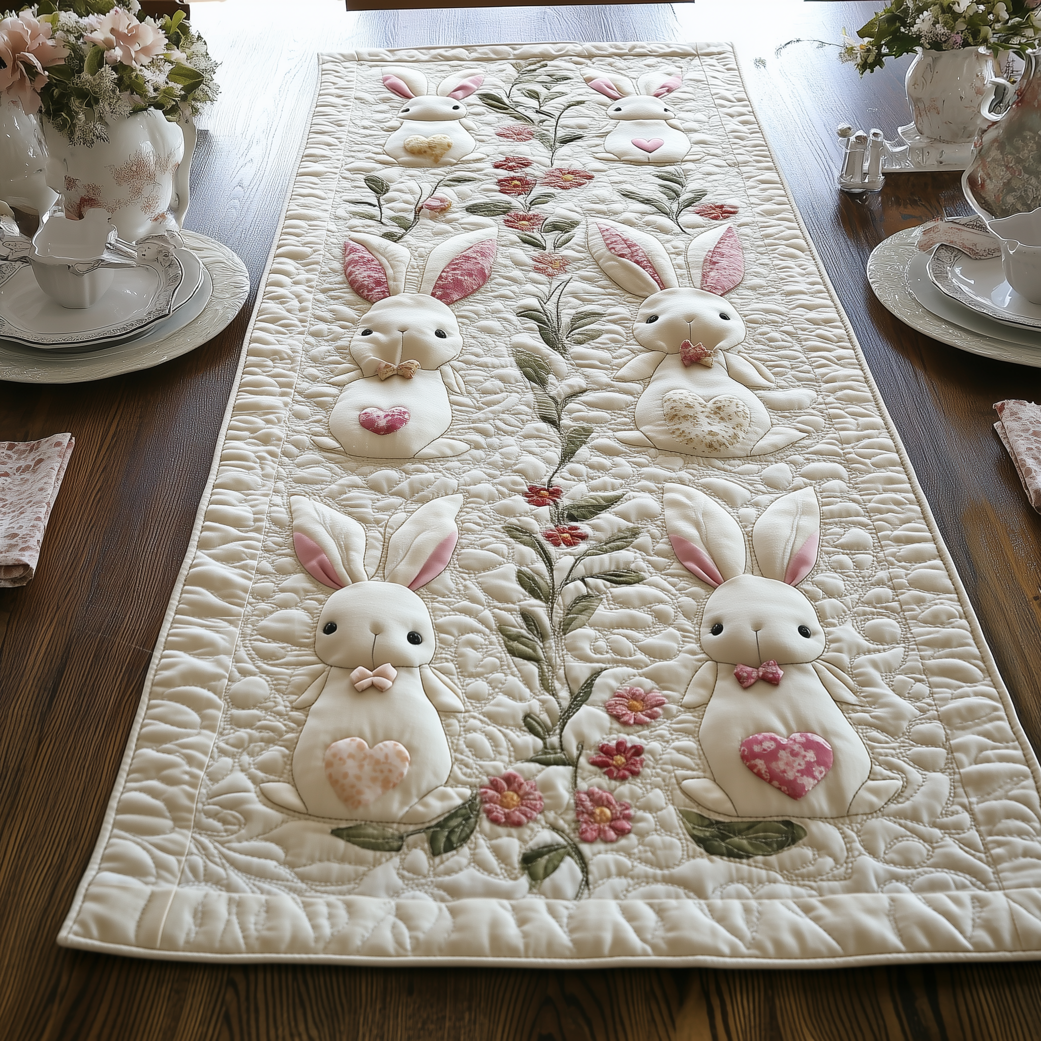 Easter Bunny Quilted Table Runner Gift For Rabbit-1 Easter Bunny Quilted Table Runner Gift For Rabbit-1