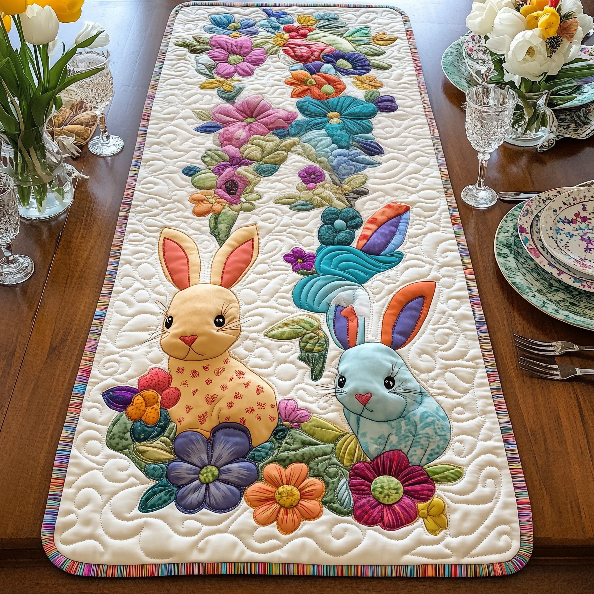 Easter Bunny Quilted Table Runner Presents For Rabbit Owners-1 Easter Bunny Quilted Table Runner Presents For Rabbit Owners-1