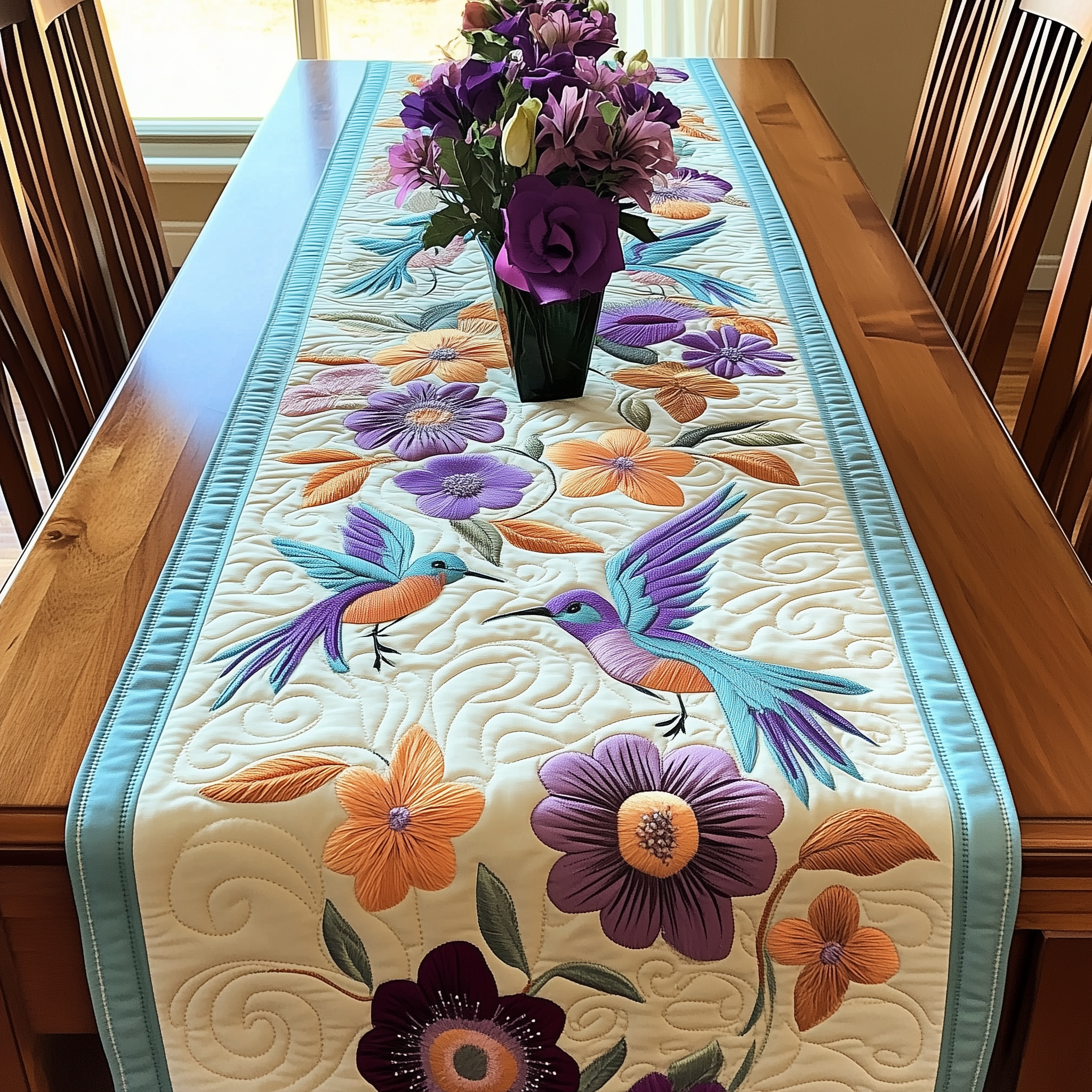 Elegant Hummingbird Quilted Table Runner Best Unique Gifts For Hummingbird Lovers-1 Elegant Hummingbird Quilted Table Runner Best Unique Gifts For Hummingbird Lovers-1