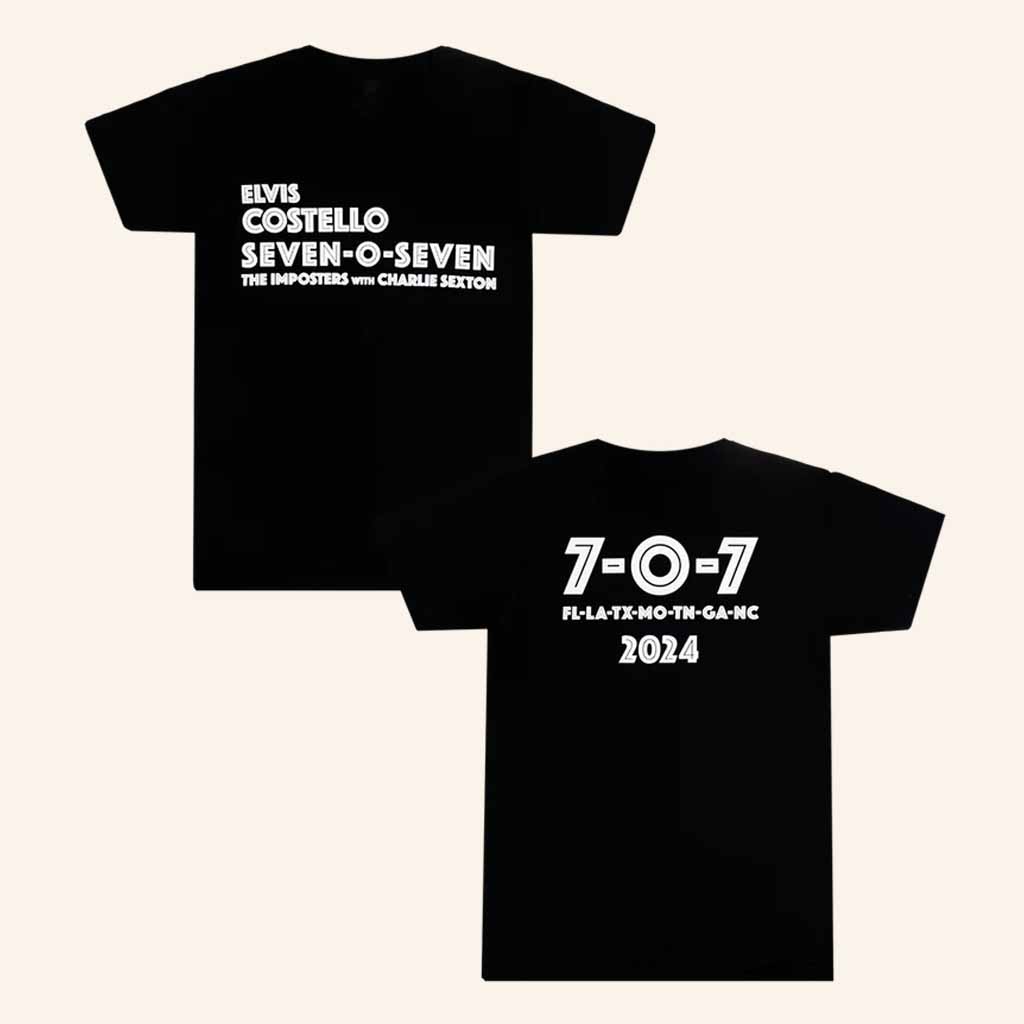 Elvis Costello Merch 707 Tour 2024 Black T-Shirt Christmas Gifts For Boyfriend-1 Elvis Costello Merch 707 Tour 2024 Black T-Shirt Christmas Gifts For Boyfriend-1