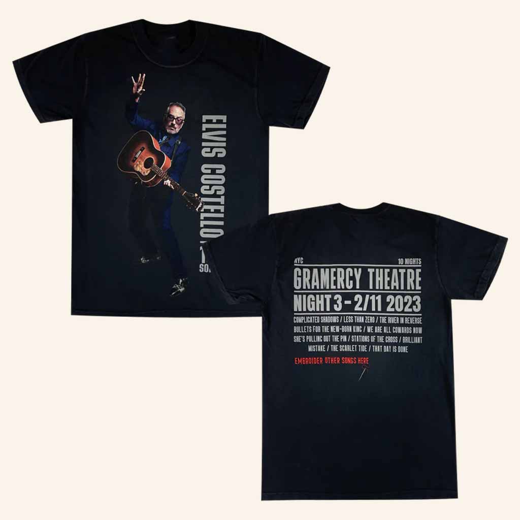 Elvis Costello Merch NYC Gramercy Residency T-Shirt  Cool Gifts For Music Lovers-1 Elvis Costello Merch NYC Gramercy Residency T-Shirt  Cool Gifts For Music Lovers-1