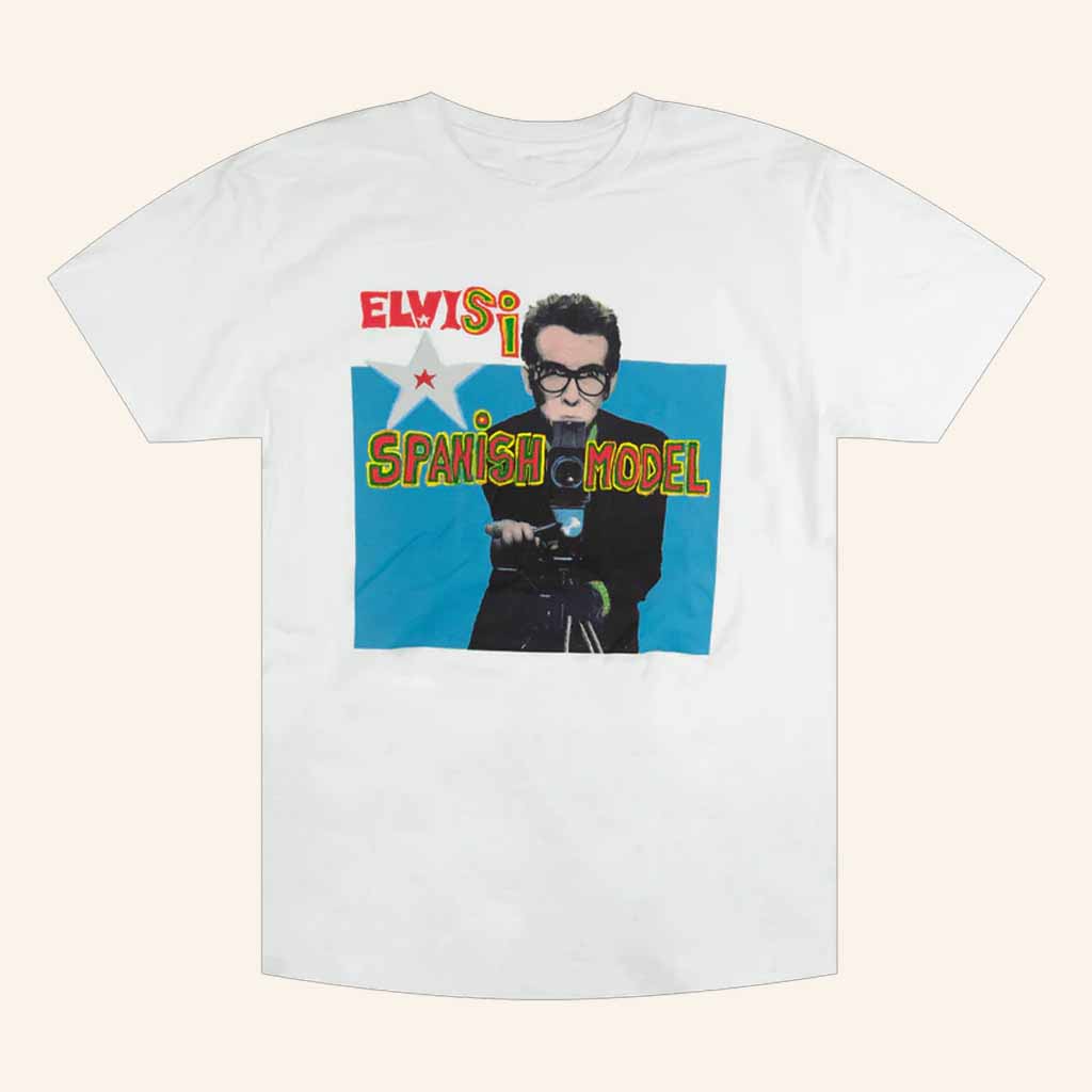 Elvis Costello Merch Spanish Model White T-Shirt Christmas Present Ideas For Him-1 Elvis Costello Merch Spanish Model White T-Shirt Christmas Present Ideas For Him-1