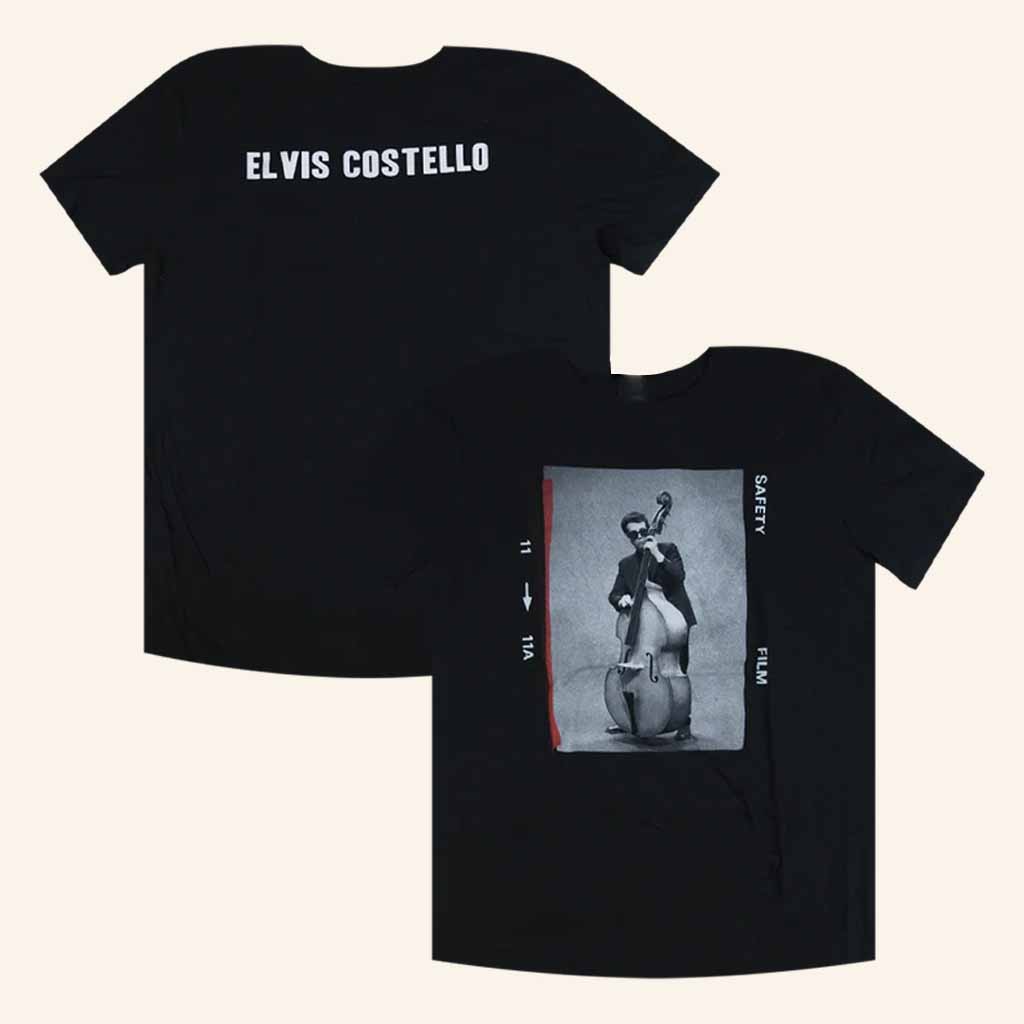 Elvis Costello Merch Stand Up Bass Safety Film Black Shirt Christmas Gifts For Men-1