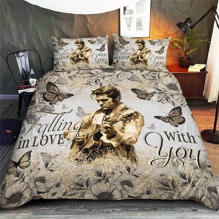 Elvis Presley Falling In Love With You Bedding Set Duvet Cover Fan Merch Themed Gifts-1