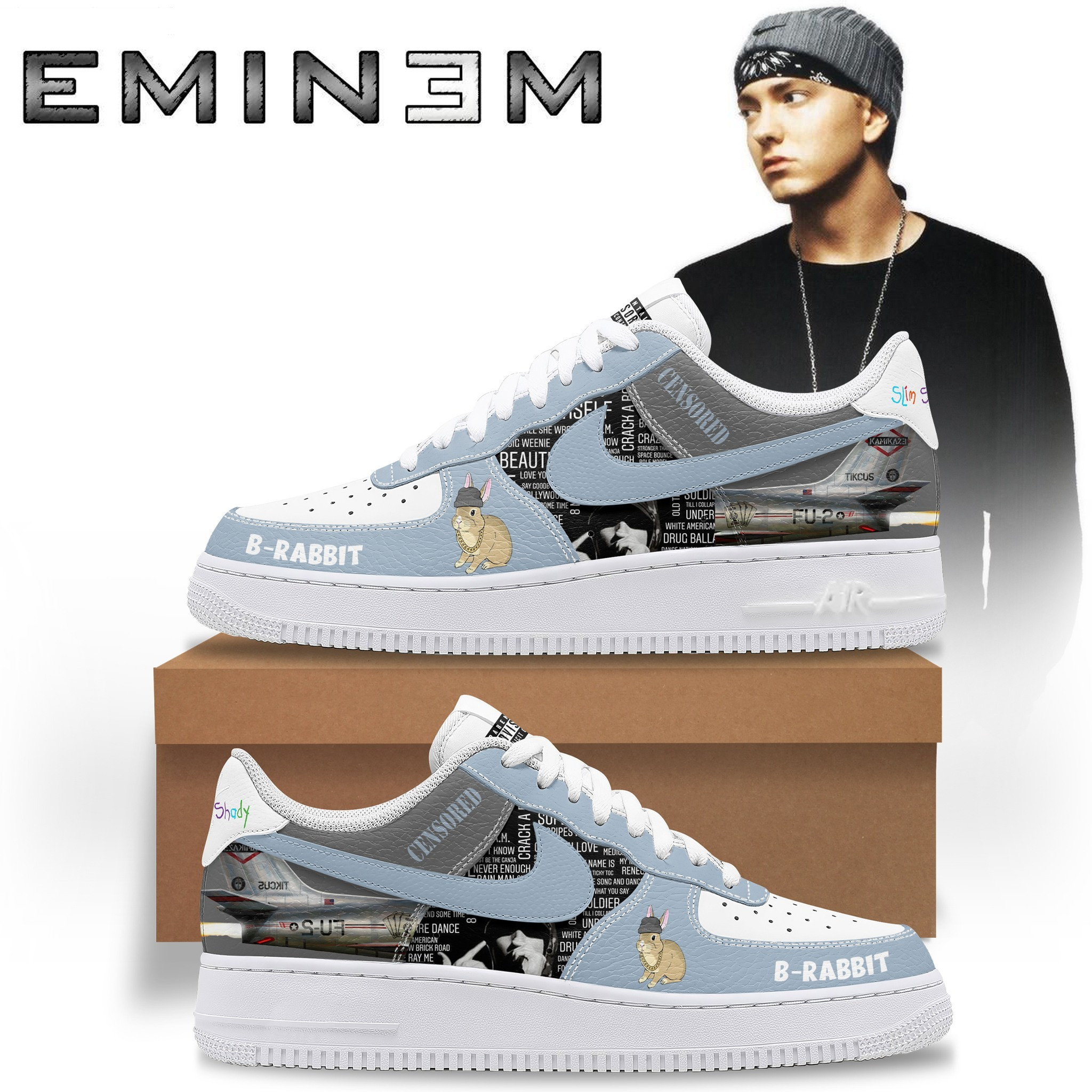 Eminem B-Rabbit Air Jordan Shoes Merch Air Force Sneakers Gifts For Eminem Fans-1 Eminem B-Rabbit Air Jordan Shoes Merch Air Force Sneakers Gifts For Eminem Fans-1
