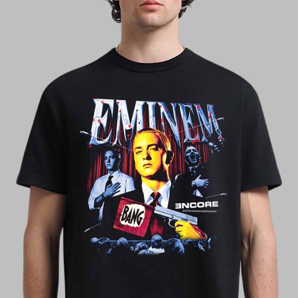 Eminem Encore 20th Bang Flag T-Shirt Eminem Merch Music Lovers Gifts-1