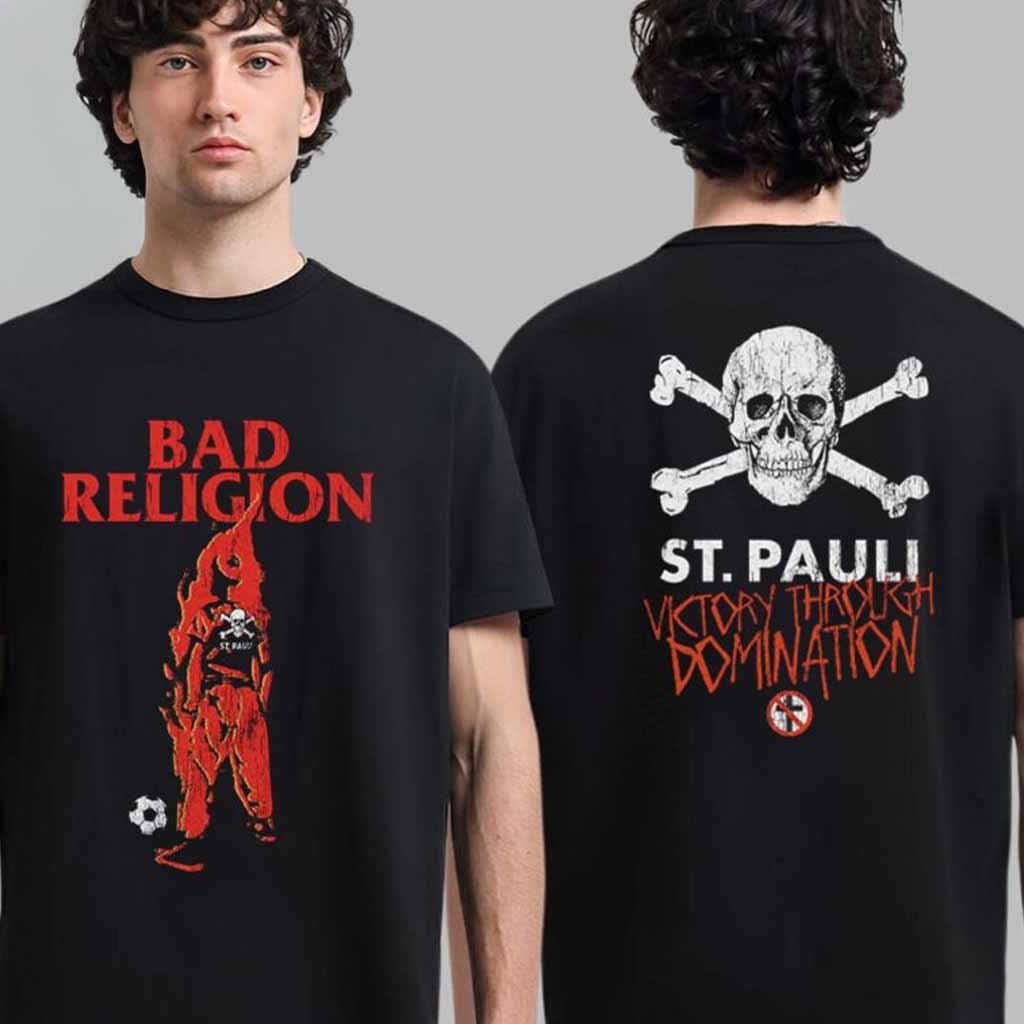 FC St Pauli x Bad Religion Victory Through Domination T-Shirt Gift Ideas For Him-1