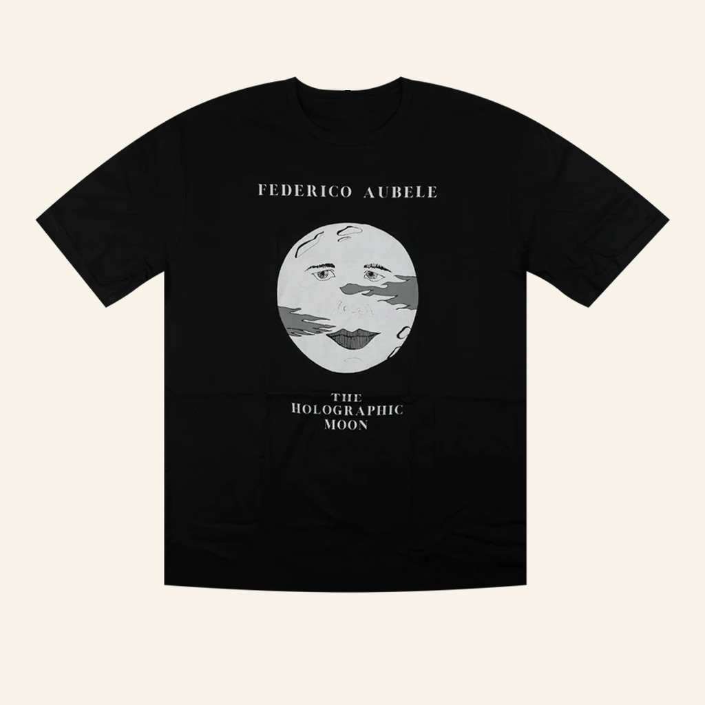 Federico Aubele Merch Moon Face The Holographic Moon Black Shirt Husband Christmas Gifts-1
