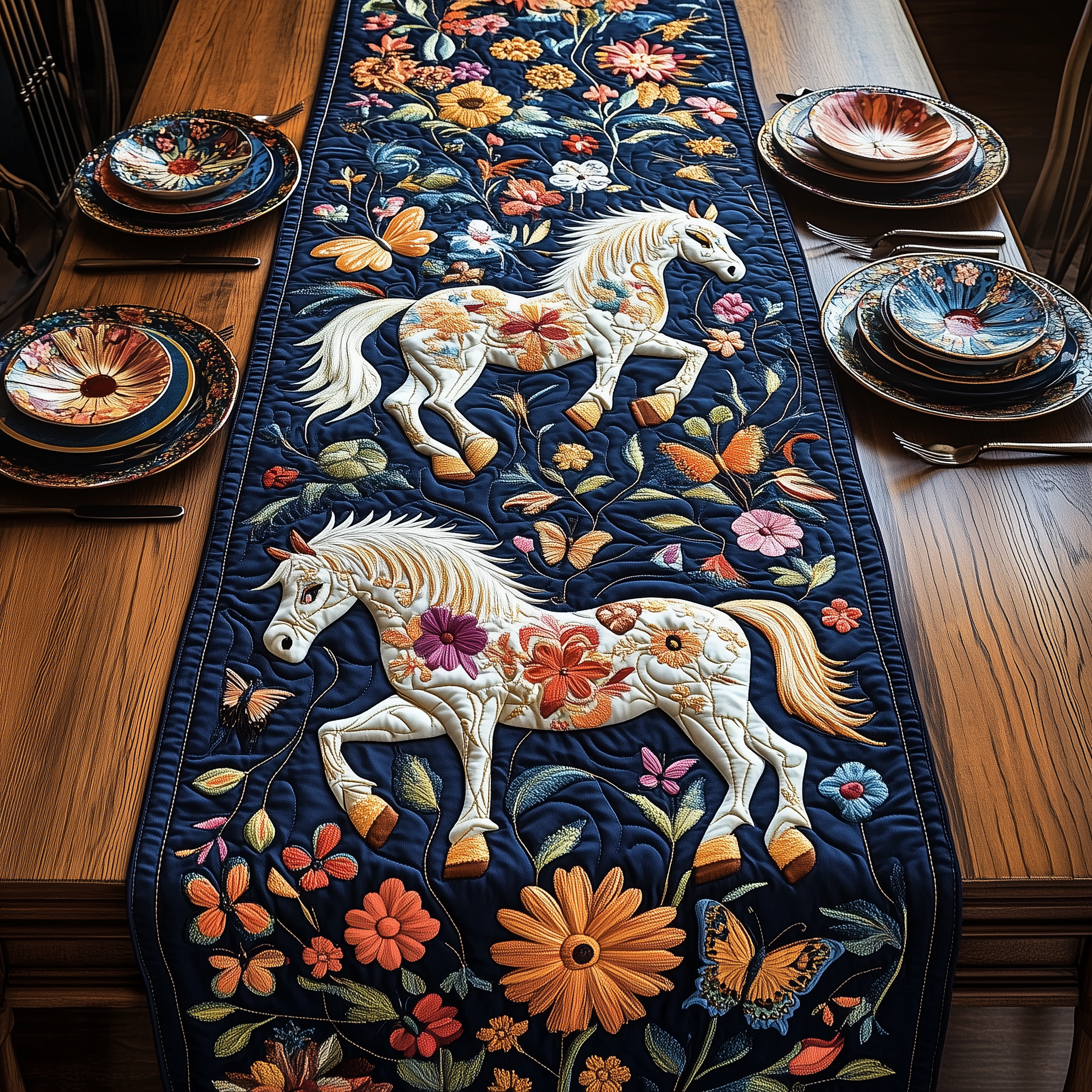 Festive Horse Quilted Table Runner Best Gifts For Horse Lovers-1 Festive Horse Quilted Table Runner Best Gifts For Horse Lovers-1