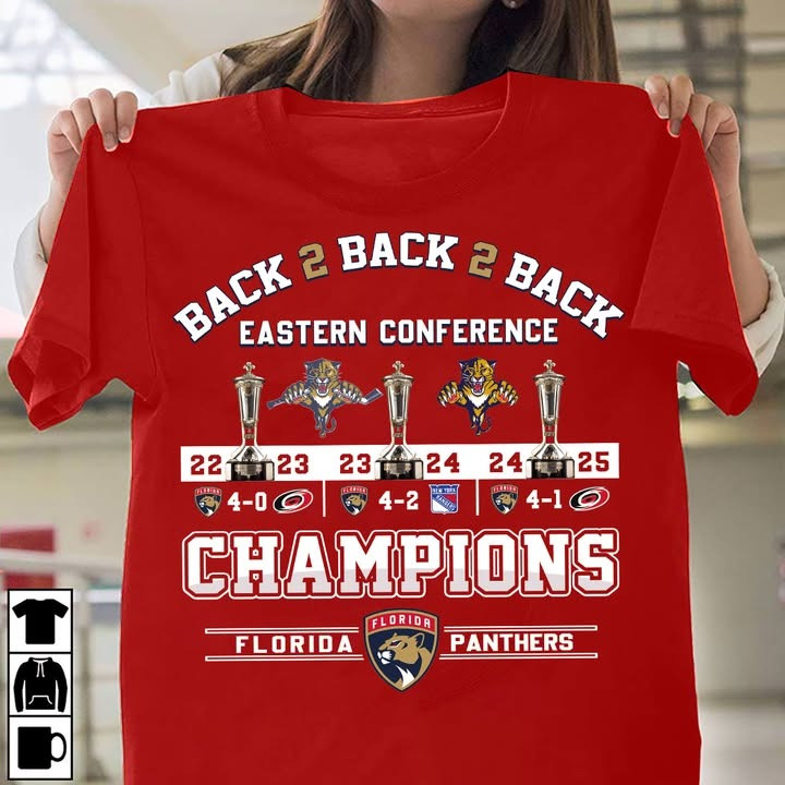 Florida Panthers B2B2B Eastern Conference Champions T-Shirt Merch Gifts For Hockey Lovers-1
