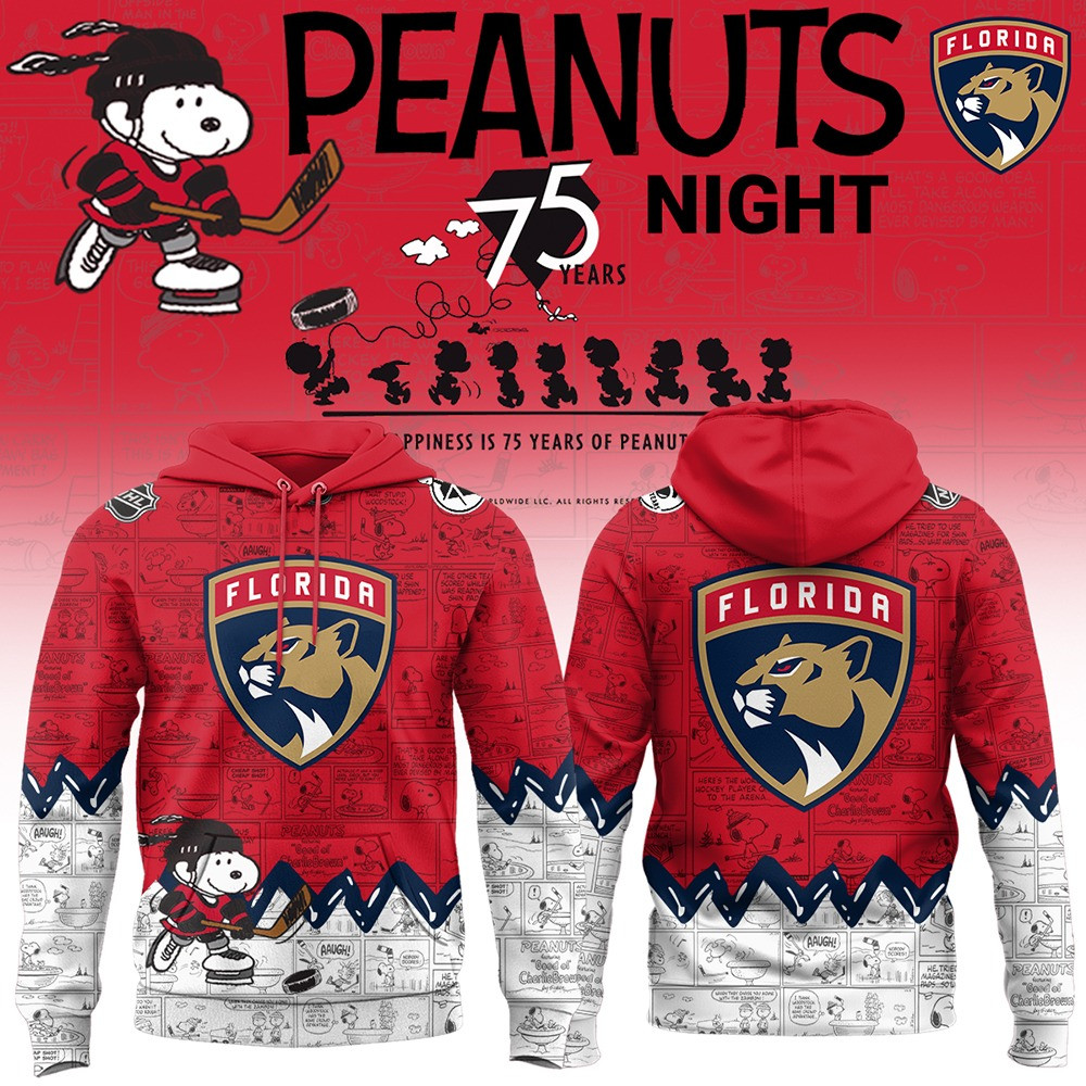 Florida Panthers Hoodie Peanuts 75 Years Night 2025 Hoodie Merch Gifts For Hockey Lovers-1