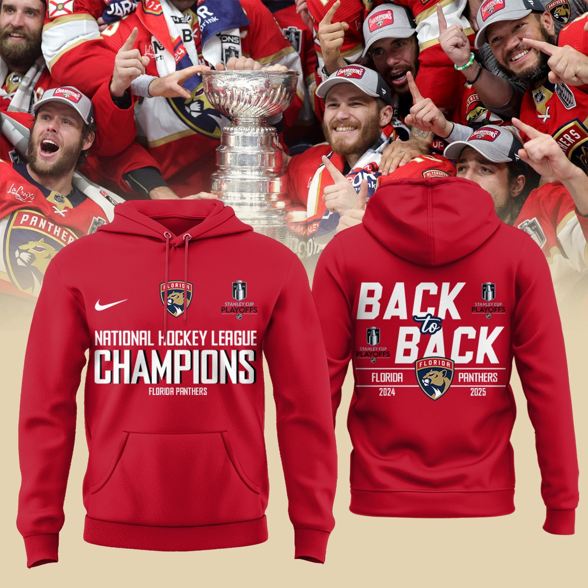 Florida Panthers Stanley Cup Champions 2025 Hoodie Back To Back Hockey Fan Gear NFL Merch-1