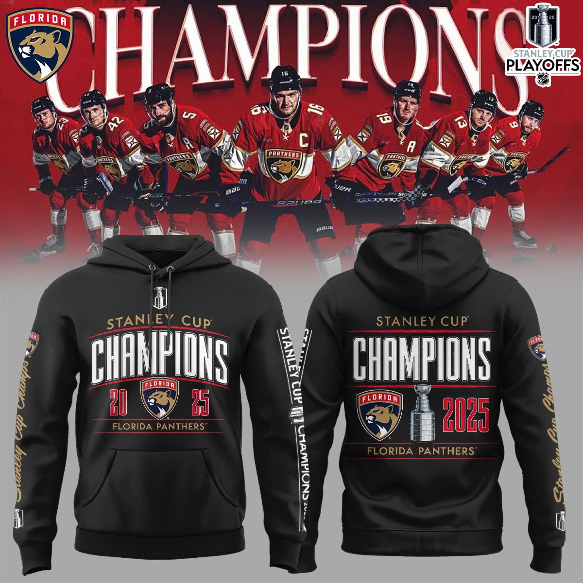 Florida Panthers Stanley Cup Champions 2025 Hoodie Hockey NFL Merch Fan Gifts For Him-1