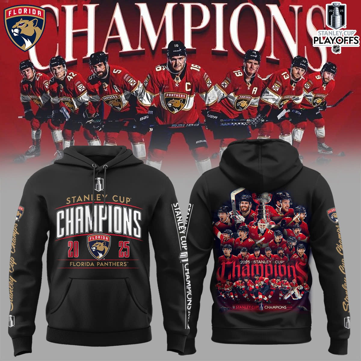 Florida Panthers Stanley Cup Champions 2025 Hoodie NFL Merch Hockey Lover Gift Ideas-1