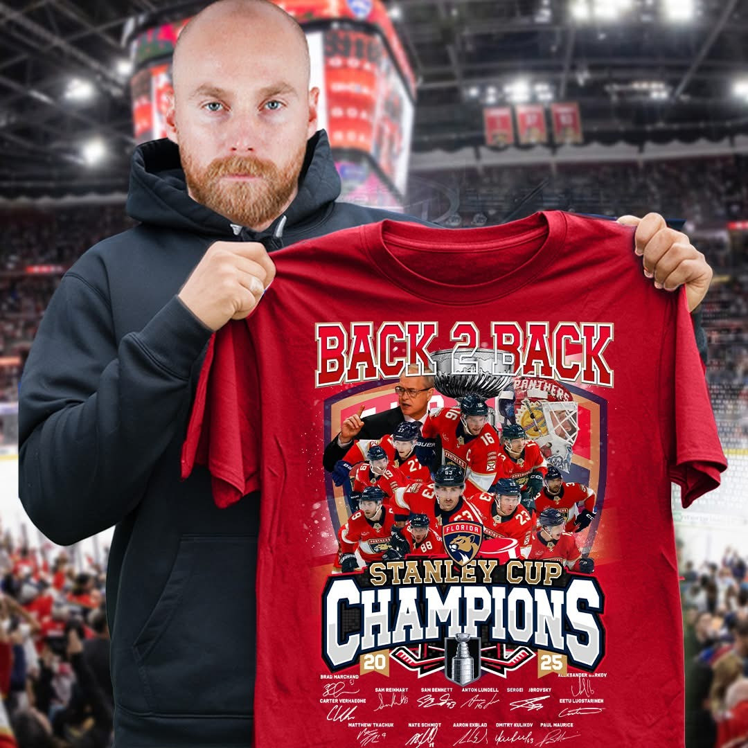 Florida Panthers Stanley Cup Champions 2025 T-Shirt Back 2 Back Hockey NFL Merch Cool Gifts-1