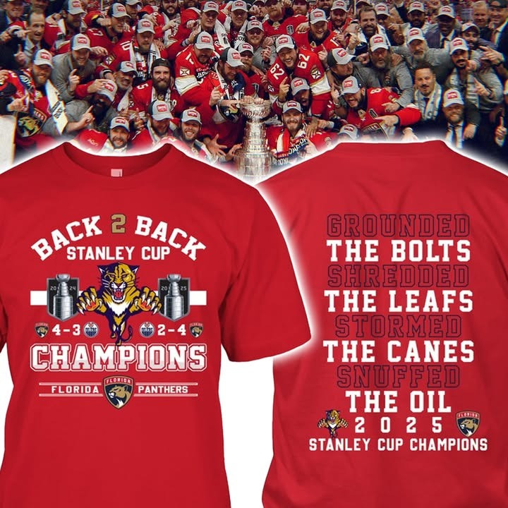 Florida Panthers Stanley Cup Champions 2025 T-Shirt Hockey Fan Merch Grounded The Bolts-1