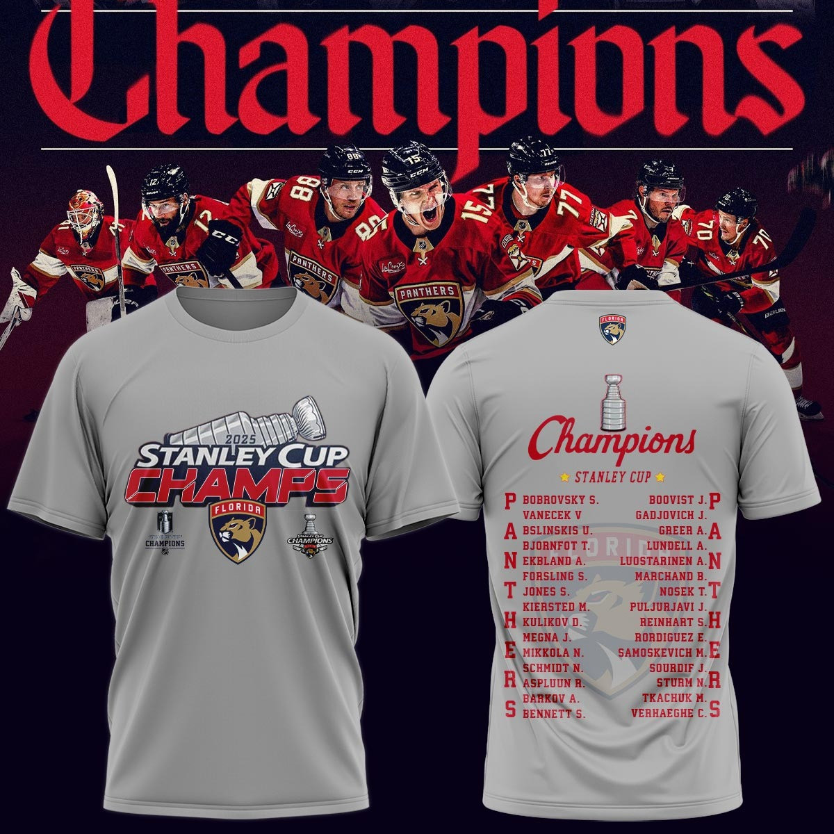 Florida Panthers Stanley Cup Champions 2025 T-Shirt NFL Merch Unique Hockey Fan Clothing-1 Florida Panthers Stanley Cup Champions 2025 T-Shirt NFL Merch Unique Hockey Fan Clothing-1