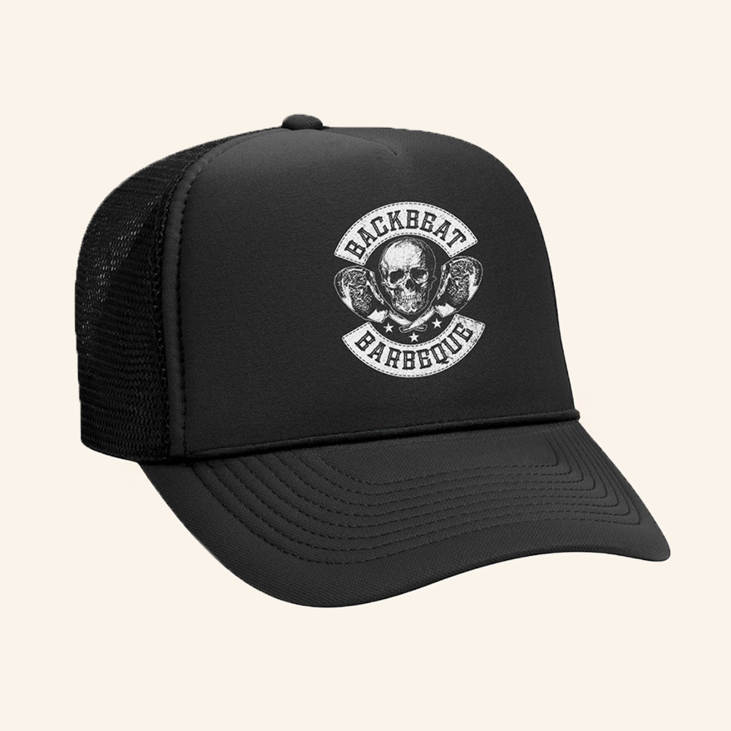 Foo Fighters Merch Skull And Steak Trucker Hat Backbeat BBQ Logo Cap Gift For Brother-1