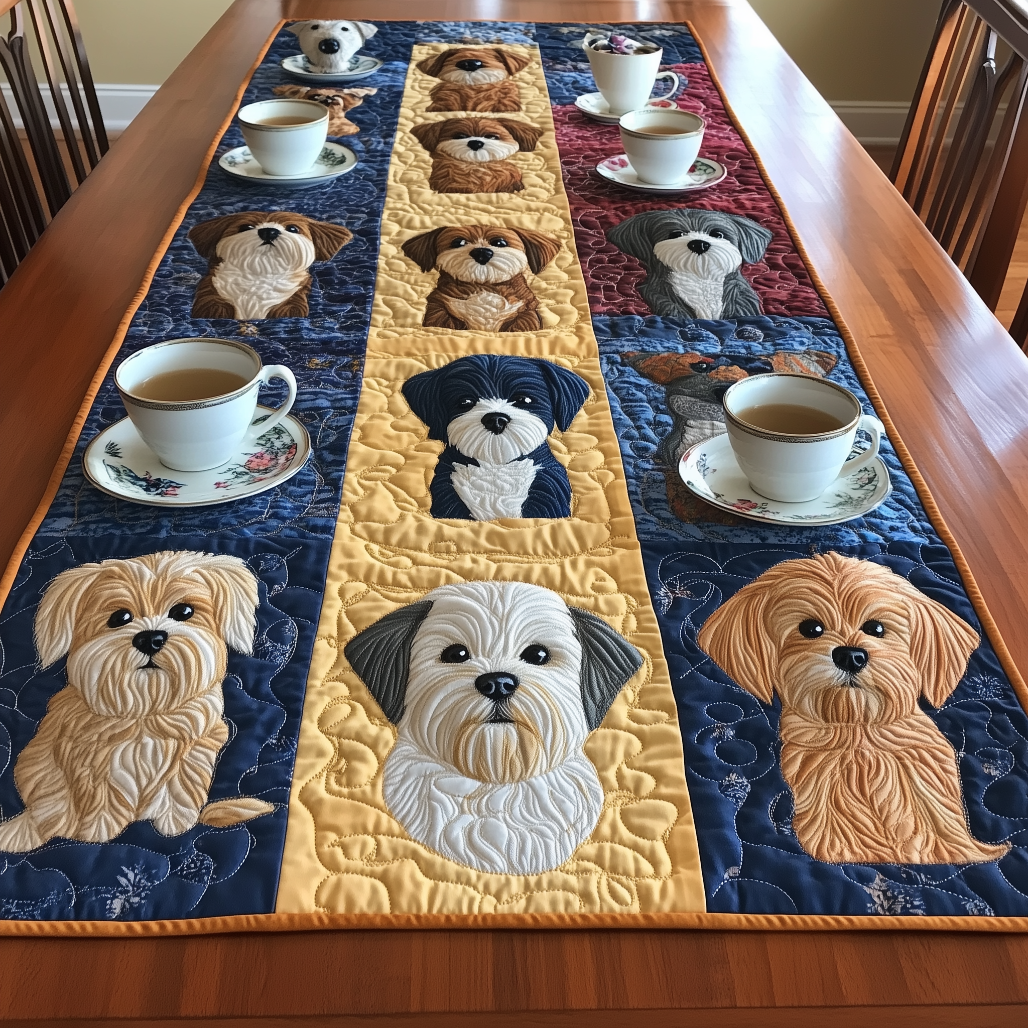 Furry Friends Feast Quilted Table Runner Holiday Dining Christmas Table Runner Home Decorations-1 Furry Friends Feast Quilted Table Runner Holiday Dining Christmas Table Runner Home Decorations-1