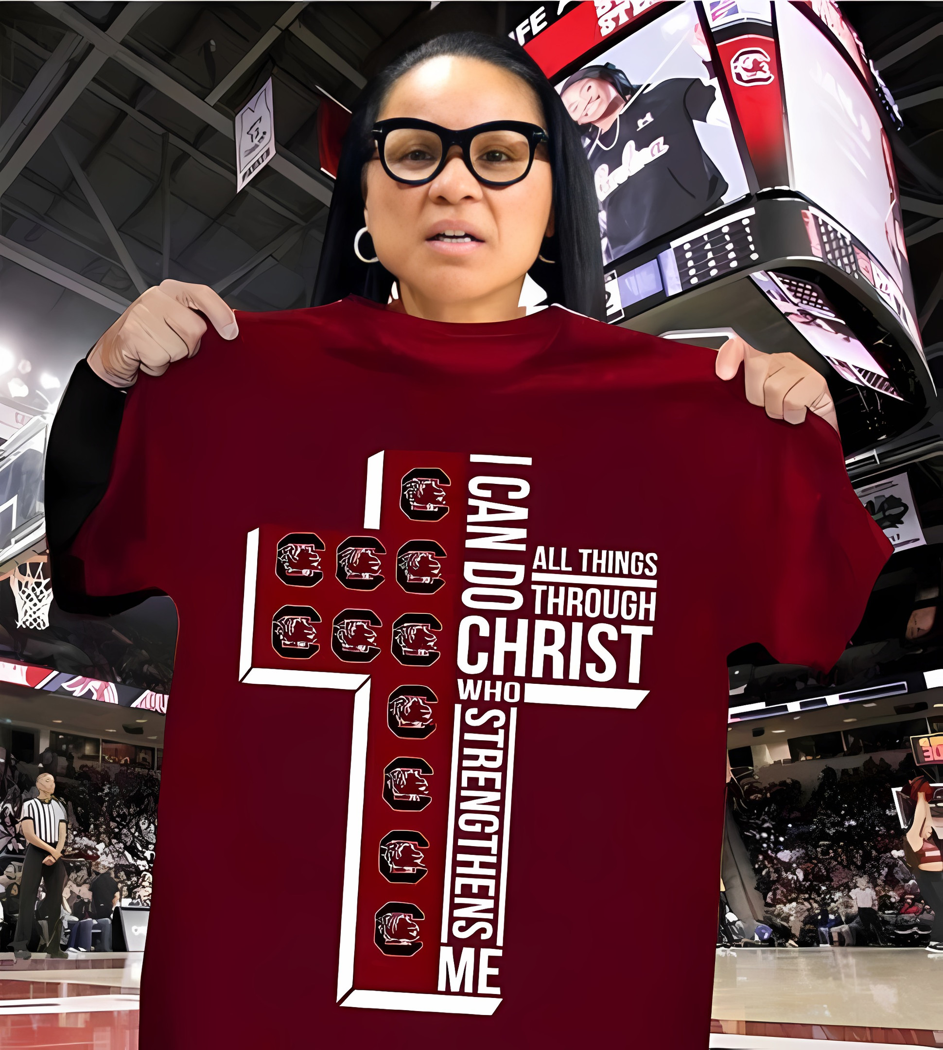 Gamecocks Basketball Faith Shirt I Can Do All Things Through Christ Strengthens Me Fan Gift-1